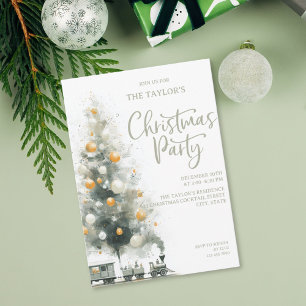 Convite Festa Moderna e Elegante de Árvore de Natal Pastel