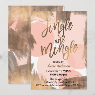 Convite Festa Moderna Peach Copper Bronze Jingle & Mingle