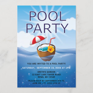 Convite Festa Moderna Simples na Piscina