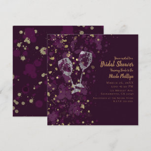 Convite Festa Moderna Vinho Tinto com respingos Roxo e Dou
