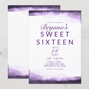 Convite Festa Moderno Chic Ameixa Roxa Ametista Doce 16