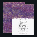 Convite Festa Moderno Glamouroso Dourado Roxo com Espalhad<br><div class="desc">Personalize para o seu evento.</div>