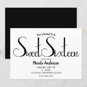Convite Festa Moderno Minimalista de Sweet Sixteen 16 com 