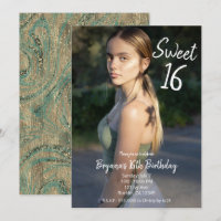 Festa Moderno Turquesa Dourado Redemoinho Doce 16 