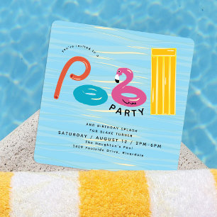 Convite Festa na Piscina Aniversário Splash de Boias de