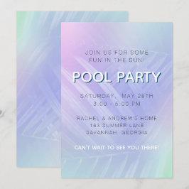 Convite Festa na Piscina com Folhas Tropicais Holográficas