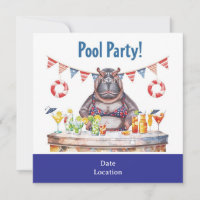 Festa na Piscina de 4 de Julho com Hipopótamo de B