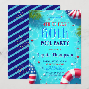 Convite Festa na Piscina de 4 de Julho Estilo Americana Ch