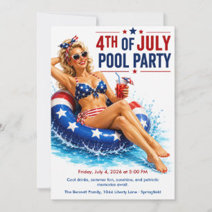 Convite Festa na Piscina de 4 de Julho - Glamour Patriótic