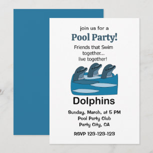 Convite Festa na Piscina de Amizade de Golfinhos Mamíferos