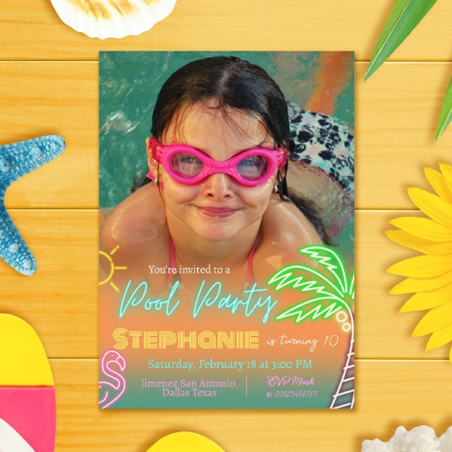 Convite Festa na Piscina Design Minimalista com Imagem (Criador carregado)
