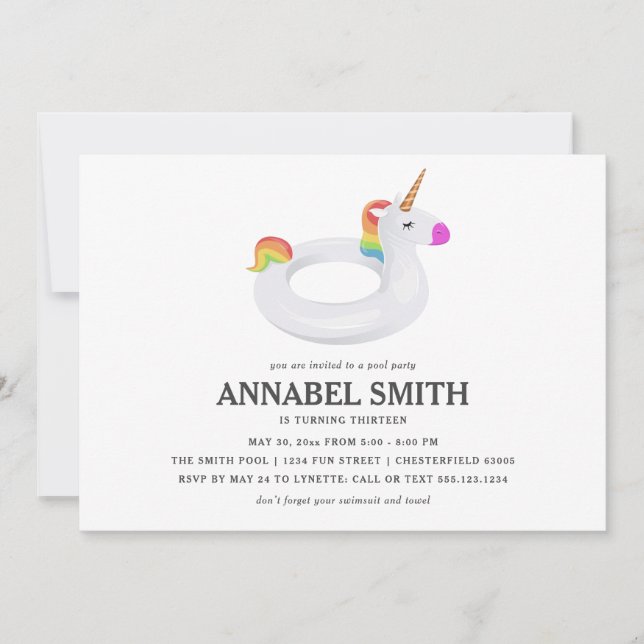 Convite Festa na piscina do aniversário do flutuador do (Frente)