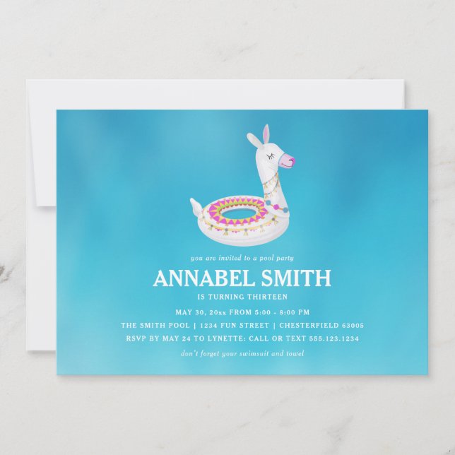 Convite Festa na piscina do aniversário do flutuador do (Frente)