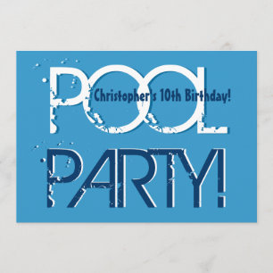 Convite Festa na piscina do aniversário do miúdo modelo