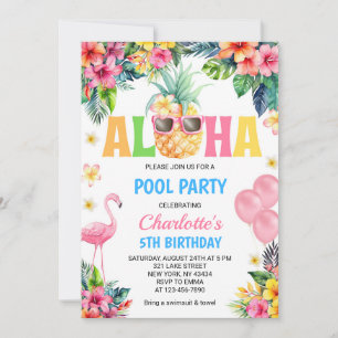 Convite Festa na Piscina do Flamingo Aloha Tropical Abacax