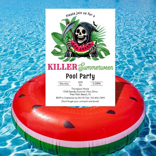 Convite Festa na Piscina do Grim Reaper Melancia no Summer (Criador carregado)