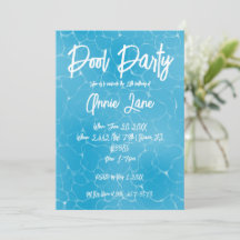 Festa na Piscina Doce 16 Anos Azul Água Minimalist