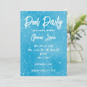 Convite Festa na Piscina Doce 16 Azul Água Minimalista Ani