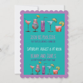 Convite Festa na Piscina e Drinks Tropicais