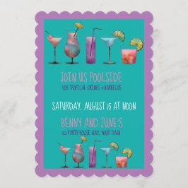 Convite Festa na Piscina e Drinks Tropicais
