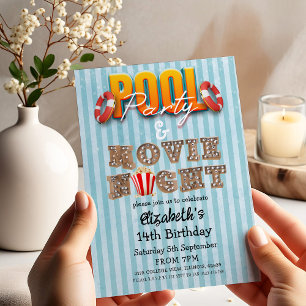 Convite Festa na Piscina e Noite de Cinema 