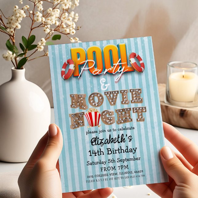 Convite Festa na Piscina e Noite de Cinema  (Criador carregado)