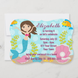 Convite Festa na piscina feliz da sereia