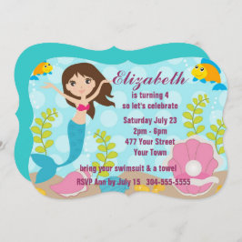 Convite Festa na piscina feliz da sereia