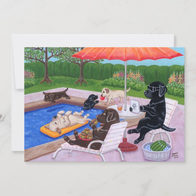 Convite Festa na piscina Labradors 2 (Frente)