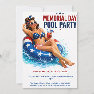 Convite Festa na Piscina no Dia da Memória   Festa de Verã