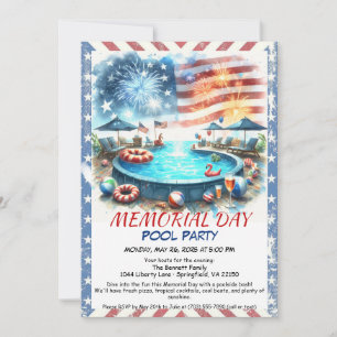 Convite Festa na Piscina no Dia da Memória Festa de Verã