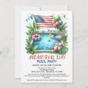 Convite Festa na Piscina no Dia da Memória Festa de Verã