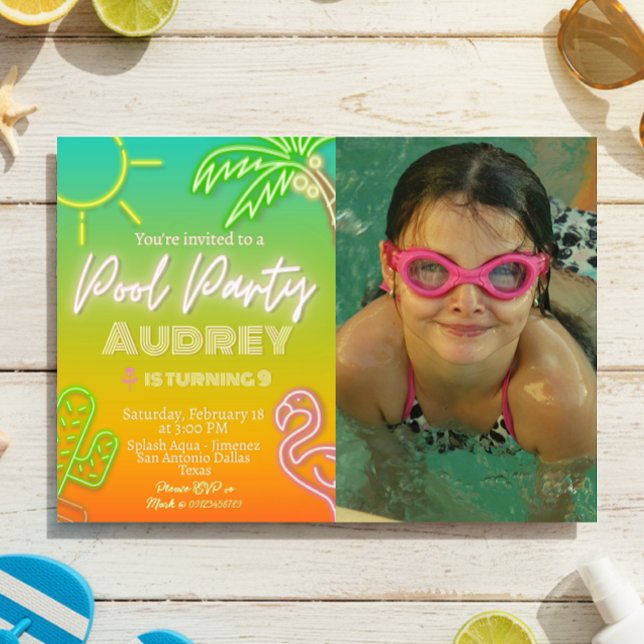 Convite Festa na Piscina - Paisagem (Pool Party - Landscape Invitation
)