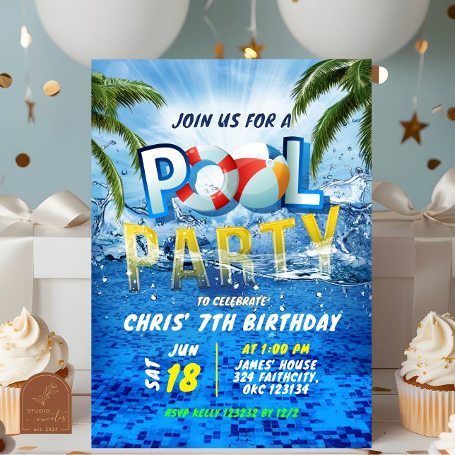 Convite Festa na Piscina Splash Verão  (Criador carregado)