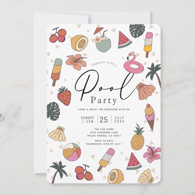 Convite Festa na Piscina Verão Natação Adulto (Frente)