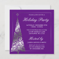 Festa natalícia de prata roxa da árvore de Natal