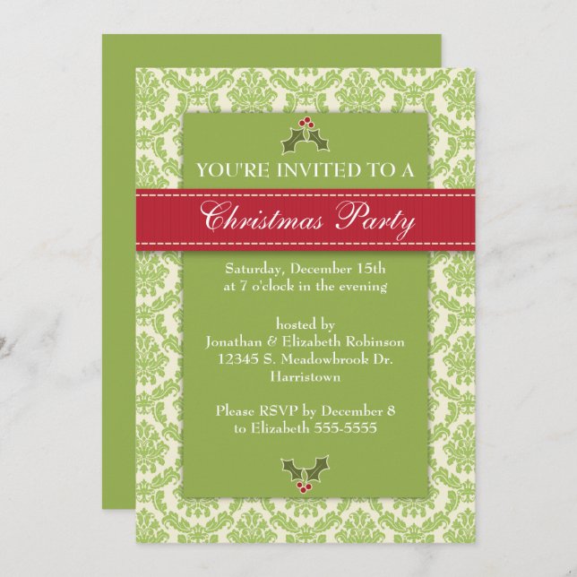 Convite Festa natalícia Dourado do damasco (Frente/Verso)