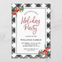 Convite Festa natalícia preta & branca da xadrez da