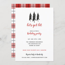 Convite Festa natalícia vermelha do teste padrão da xadrez