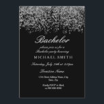 Convite Festa Negra de Despedida de Solteiro Confetti<br><div class="desc">Glitter Prateado Confetti Black Bachelor Party Bonito Glitter Dourado Confetti Convite. Coleção em Niche e Nest. Design cortesia do Studio Denmark</div>