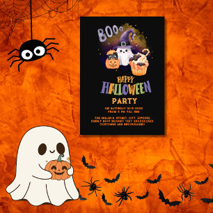 Convite Festa Negra Ghost e Pumpkin do Halloween