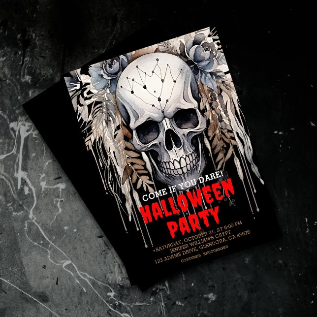 Convite Festa Negra Moderna do Cavalo Negro do Halloween (Elevate your upcoming event with uniquely spooky and captivatingly designed Halloween invitations!)