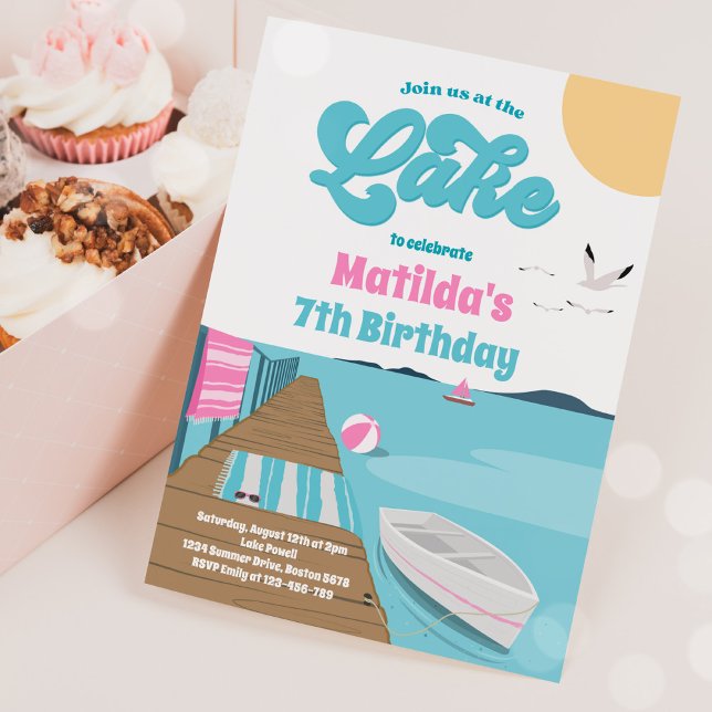 Convite Festa No Aniversário Do Lago Water Boat (Criador carregado)