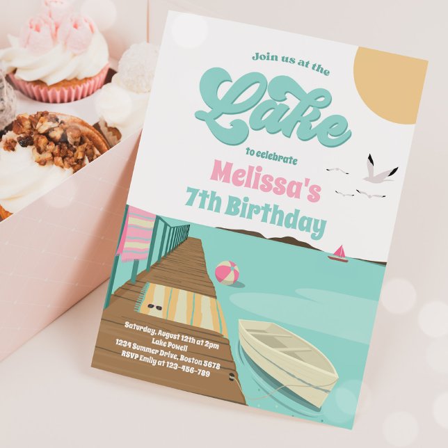 Convite Festa No Aniversário Do Lago Water Boat (Criador carregado)