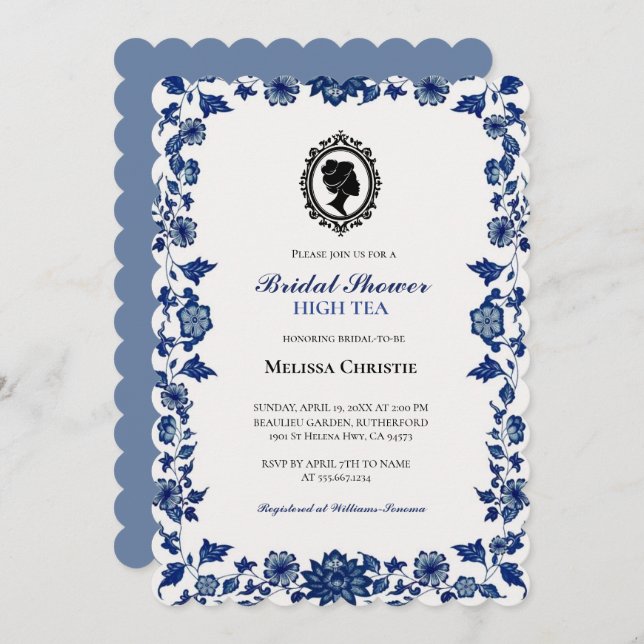 Convite Festa no jardim com chá da tarde, belos tons pasté (Frente/Verso)