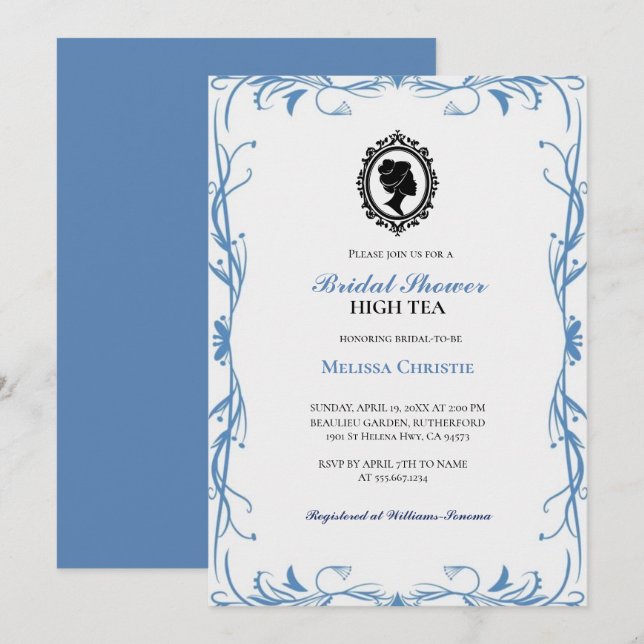 Convite festa no jardim de chá da tarde, lindo pastel suav (Frente/Verso)