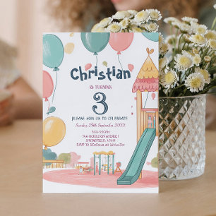 Convite Festa no parque e Aniversário de criança de balões