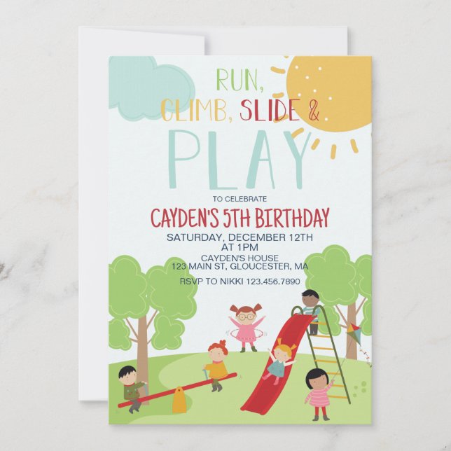 Convite Festa no Parque Playground Aniversário (Frente)