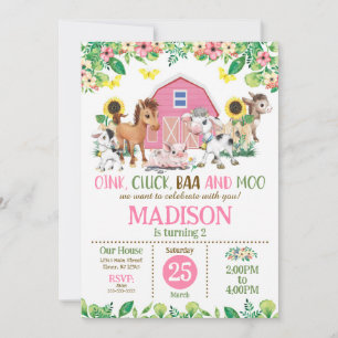 Convite Festa no Quintal da Menina dos Animais da Fazenda 