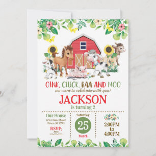 Convite Festa no Quintal dos Meninos Animais da Fazenda de